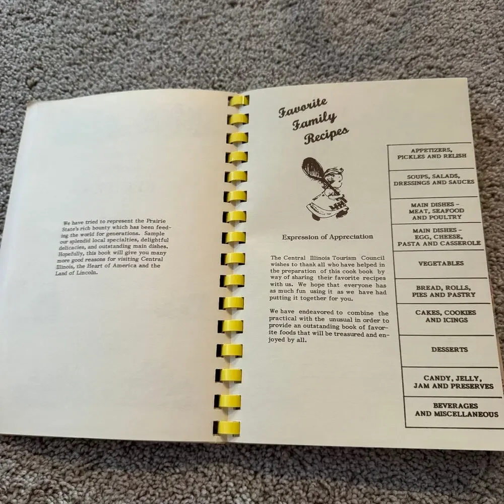 Vintage 1988 Central Illinois Tourism Council A Book of our Favorite Recipes